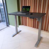 Стол StolStoya МОТОР UP с регулируемой высотой подстолье серое и столешница МДФ эмаль сланцево-серая SE211ISSS14070