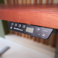 Стол StolStoya МОТОР UP с регулируемой высотой подстолье серое и столешница МДФ шпон красное дерево SE211ISKD14070