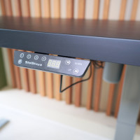 Стол StolStoya МОТОР UP с регулируемой высотой подстолье серое и столешница МДФ эмаль черная 120x65 SE211ISB12065