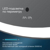 Зеркало AM.PM сложной формы, с контурной LED-подсветкой, ИК- сенсором, вытянутое, 45x86 см M8FMOX0451WGH
