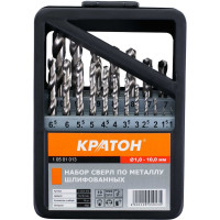 Набор сверл Кратон по металлу 1.0-10.0мм 19шт белые мет. коробка 1 05 01 013