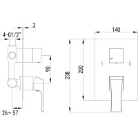 Смеситель Lemark Unit для ванны и душа, встраиваемый LM4527C