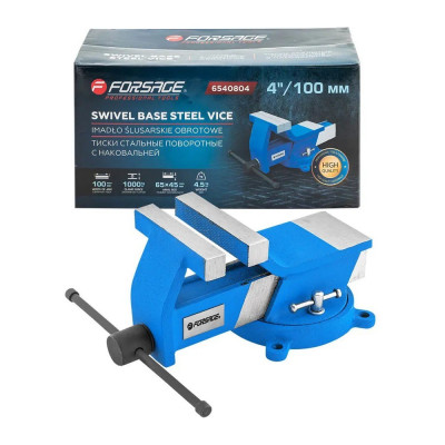 Тиски стальные поворотные с наковальней Forsage 4"-100мм F-6540804(18542)