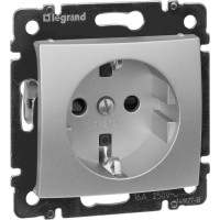 Розетка Legrand с заземлением Legrand Valena со шторками 16А 250В винтовые зажимы алюминий 770121