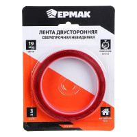 Двусторонняя сверхпрочная лента ЕРМАК невидимая, 19 мм,3 м 472-041