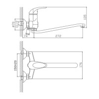 Настенный смеситель для кухни D-Lin хром D141405