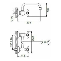Настенный смеситель для кухни D-Lin хром D142819