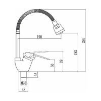 Смеситель для кухни с высоким гибким силиконовым изливоми и 2-х режимной лейкой, з D-Lin D150628-5T