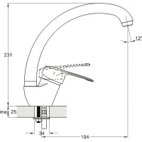 Смеситель для кухни D-Lin с высоким изливом, черный матовый D150411-A
