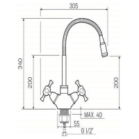 Смеситель для кухни D-Lin с гибким изливом, хром D156807-Q