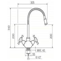 Смеситель для кухни D-Lin с гибким изливом, хром D156819-Q