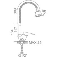Смеситель для кухни D-Lin с гибким изливом, хром D150409-T