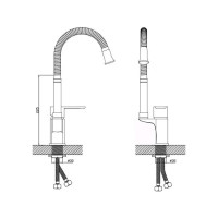 Смеситель для кухни D-Lin с гибким изливом, хром D155460-Q
