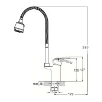 Смеситель для кухни D-Lin с гибким изливом, хром D157315-T