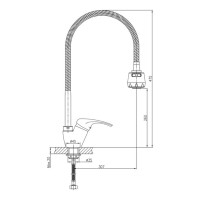 Смеситель для кухни D-Lin с гибким изливом, хром D150359-T