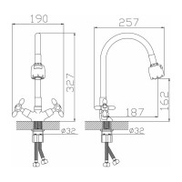 Смеситель для кухни D-Lin с гибким силиконовым изливом, белый D153810-3T