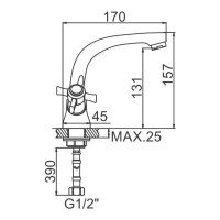 Смеситель для кухни D-Lin хром D156825-P