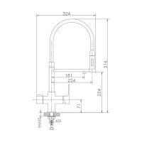 Смеситель для кухни Haiba с отдельным аэратором для питьевой воды, черный HB76854