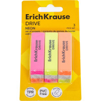 Набор ErichKrause из 3 ластиков Драйв Неон 34647