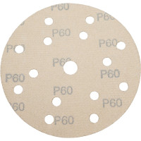 Диск абразивный с липучкой Sandpaper (yellow) 150 мм, 15 отверстий, P60, 5 шт BRUSHTEX 150Y15-60