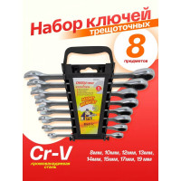 Набор ключей Disen трещоточных 8пр.(8,10,12,13,14,15,17,19мм),в пластиковом держателе DSD1516(54354)