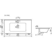 Накладной прямоугольный умывальник Ceramicanova Element черный матовый, 910x465x180 мм CN7002MB