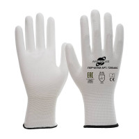 Трикотажные перчатки ARCTICUS полиэстер, белые, с ПУ, 13G, р. 10 7200 ARC-1012