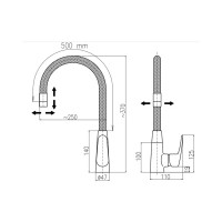 Смеситель для кухни D-Lin черный D155302-1