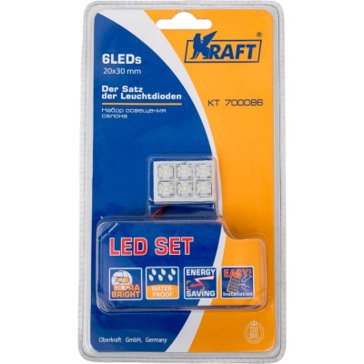 KRAFT Набор освещения салона 6LEDs 20x30 mm KT 700086