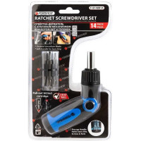 Отвертка поворотная реверсивная Forsage с набором бит,14пр 28107 F-8148R14 F-8148R14(28107)