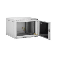 Настенный разборный шкаф TLK 19, 9U, стеклянная дверь, серый TWI-096035-R-G-GY
