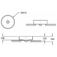 Раковина Jacob Delafon диаметр 41 см., без отверстия перелива, цвет белый E90012-0 00000087240