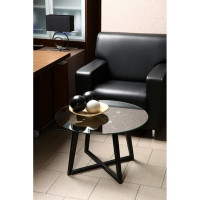 Стол журнальный Мебелик Рилле 445 венге/ стекло прозрачное (круг) 00 1043