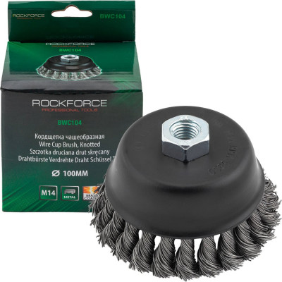 Кордщетка чашеобразная стальная витая для УШМ 100 мм, в блистере ROCKFORCE RF-BWC104(29075)