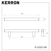 Ручка-рейлинг KERRON м/ц 96 мм, черненый старинный антрацит R-3020-96 ABB
