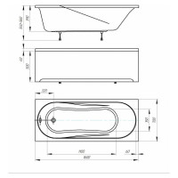 Ванна AQUATEK Либерти прямоугольная, 160х70 см BER160-0000001 00000114601