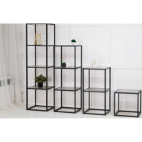 Стеллаж НАЙДИ 4, 400x400x1546 мм, черный муар, ЛДСП метрополитан грей LS4-5502