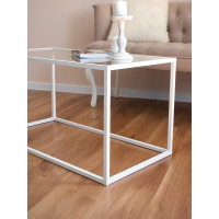 Журнальный стол НАЙДИ со стеклом, белый муар, стекло бесцветное LSS-5303