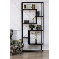 Книжный стеллаж НАЙДИ черный муар, ЛДСП метрополитан грей LSK-5502