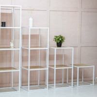 Стеллаж НАЙДИ 4, 400x400x1546 мм, белый муар, ЛДСП дуб сонома LS4-533025