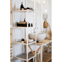 Стеллаж НАЙДИ 4, 400x400x1546 мм, белый муар, ЛДСП метрополитан грей LS4-5302