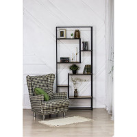 Книжный стеллаж НАЙДИ черный муар, ЛДСП дуб сонома LSK-553025