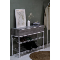 Тумба НАЙДИ с полками под обувь, белый муар, ЛДСП метрополитан грей LTO-5302