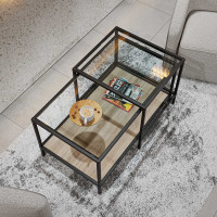 Стол НАЙДИ ДУЭТ, черный муар, ЛДСП дуб сонома, стекло LKS-553025