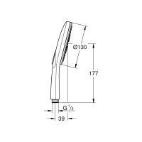 Ручной душ Grohe RainShower SmartActive 130 круглый, 3 режима струи, 9.5 л/мин 26574000