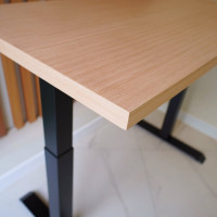 Стол StolStoya МОТОР UP с регулируемой высотой подстолье черное и столешница МДФ шпон беленый дуб SE211IBBD12065