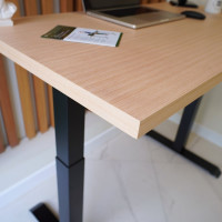 Стол StolStoya МОТОР UP с регулируемой высотой подстолье черное и столешница МДФ шпон беленый дуб SE211IBBD12065