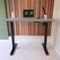 Стол StolStoya МОТОР UP с регулируемой высотой подстолье черное и столешница МДФ эмаль серая 120x65 SE211IBS12065