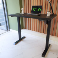 Стол StolStoya МОТОР UP с регулируемой высотой подстолье черное и столешница МДФ эмаль черная 120x65 SE211IBB12065