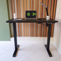 Стол StolStoya МОТОР UP с регулируемой высотой подстолье черное и столешница МДФ эмаль черная 120x65 SE211IBB12065